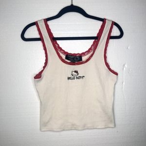 Hello Kitty x Forever 21 Ribbed Tank Top Lace Trim size large